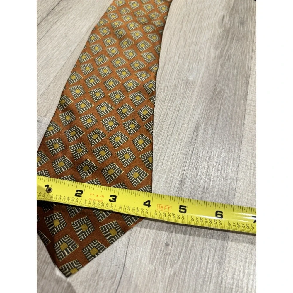 Vintage Fumagalli's 100% Silk Brown/Yellow/Black/White Geometric Made in Italy
